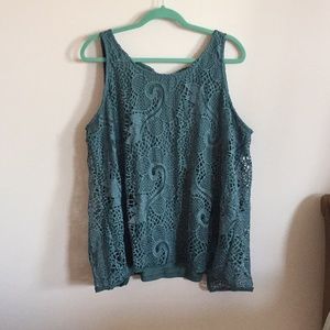 Dark teal lace top Ann Taylor